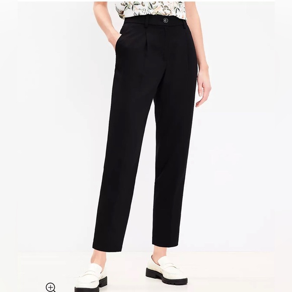 Loft “Emory Taper Pant” High Rise Lyocell Ankle Length in Black Sz 6 - Picture 1 of 9